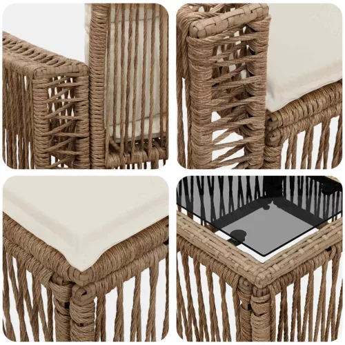 Kerti Kanapé Szett 10 pcs Beige és Krémszínű polirattan