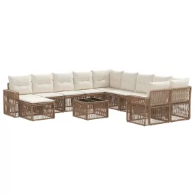    Kerti Kanapé Szett 12 pcs Beige és Krémszínű polirattan