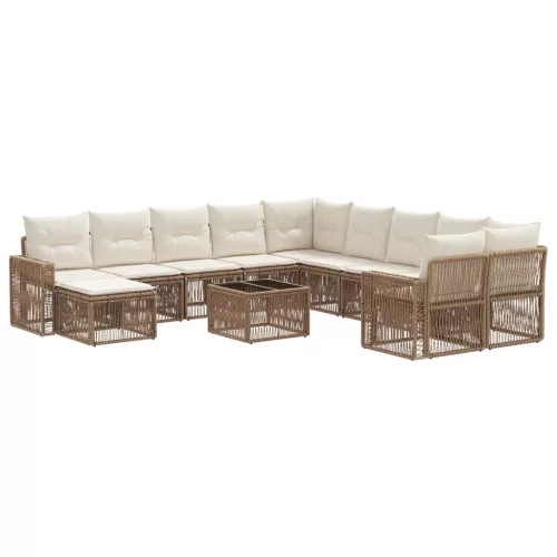  Kerti Kanapé Szett 12 pcs Beige és Krémszínű polirattan