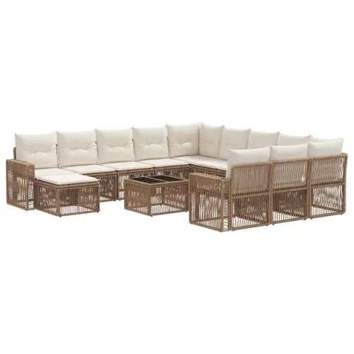  Kerti Kanapé Szett 13 pcs Beige és Krémszínű polirattan