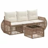  Kerti Kanapé Szett 4 pcs Beige és Krémszínű polirattan