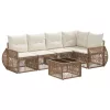  Kerti Kanapé Szett 6 pcs Beige és Krémszínű polirattan