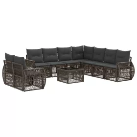    Kerti Kanapé Szett 10 pcs Szürke és sötétszürke polirattan