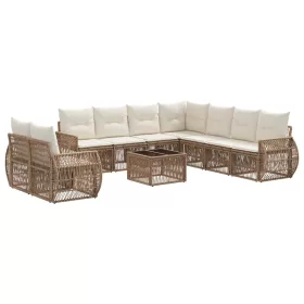    Kerti Kanapé Szett 10 pcs Beige és Krémszínű polirattan