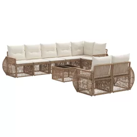  Kerti Kanapé Szett 9 pcs Beige és Krémszínű polirattan