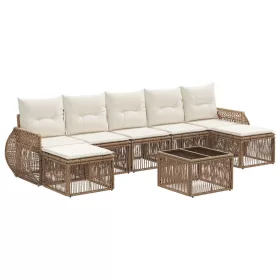  Kerti Kanapé Szett 8 pcs Beige és Krémszínű polirattan