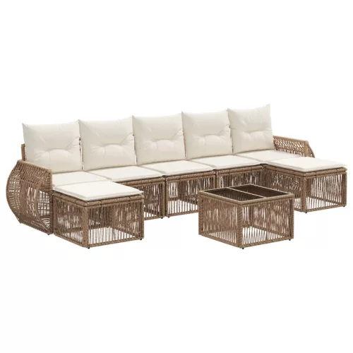  Kerti Kanapé Szett 8 pcs Beige és Krémszínű polirattan