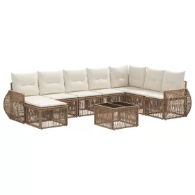  Kerti Kanapé Szett 9 pcs Beige és Krémszínű polirattan
