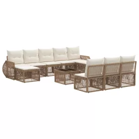   Kerti Kanapé Szett 11 pcs Beige és Krémszínű polirattan