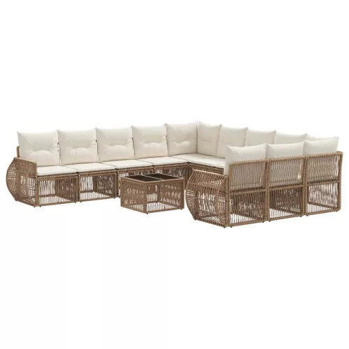  Kerti Kanapé Szett 12 pcs Beige és Krémszínű polirattan
