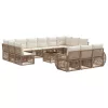  Kerti Kanapé Szett 14 pcs Beige és Krémszínű polirattan