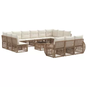   Kerti Kanapé Szett 14 pcs Beige és Krémszínű polirattan