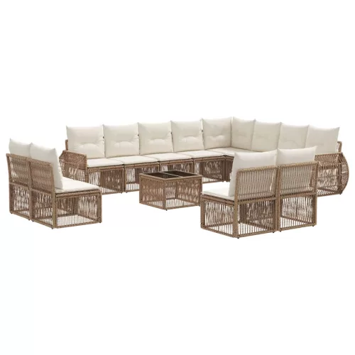  Kerti Kanapé Szett 13 pcs Beige és Krémszínű polirattan