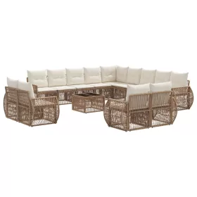    Kerti Kanapé Szett 14 pcs Beige és Krémszínű polirattan