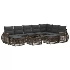 Kerti Kanapé Szett 10 pcs Szürke polirattan