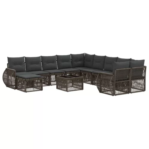  Kerti Kanapé Szett 12 pcs Szürke polirattan