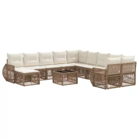  Kerti Kanapé Szett 12 pcs Bézs polirattan