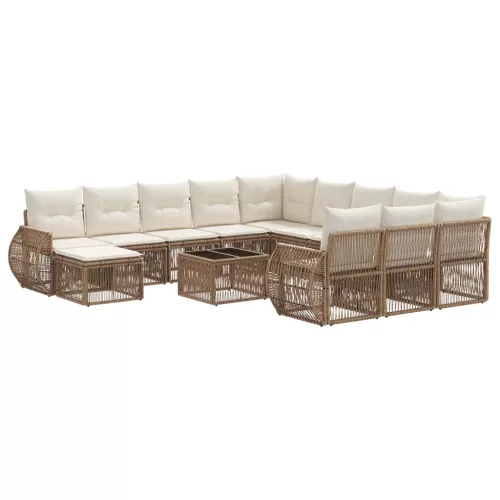  Kerti Kanapé Szett 13 pcs Bézs polirattan