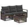  Kerti Kanapé Szett 4 pcs Szürke polirattan