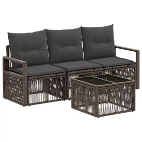  Kerti Kanapé Szett 4 pcs Szürke polirattan