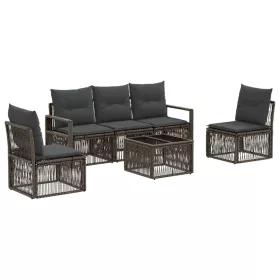  Kerti Kanapé Szett 6 pcs Szürke polirattan