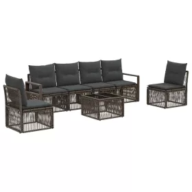  Kerti Kanapé Szett 7 pcs Szürke polirattan