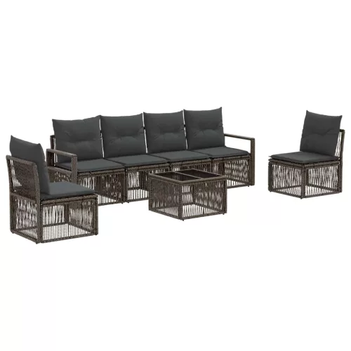  Kerti Kanapé Szett 7 pcs Szürke polirattan