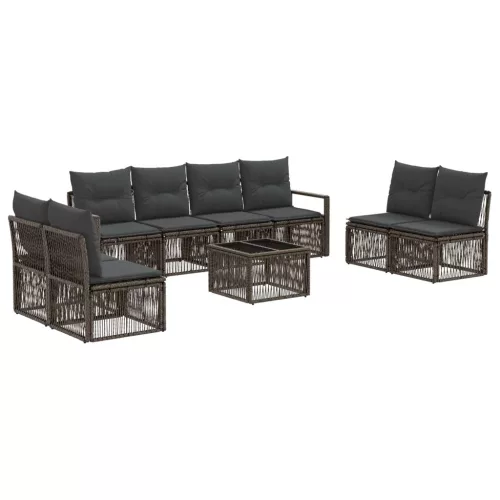  Kerti Kanapé Szett 9 pcs Szürke polirattan