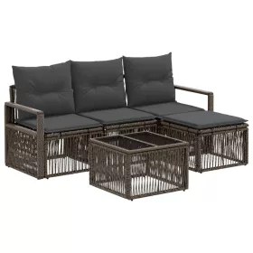 Kerti Kanapé Szett 5 pcs Szürke polirattan