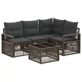  Kerti Kanapé Szett 5 pcs Szürke polirattan
