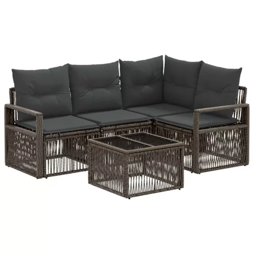  Kerti Kanapé Szett 5 pcs Szürke polirattan