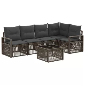  Kerti Kanapé Szett 6 pcs Szürke polirattan
