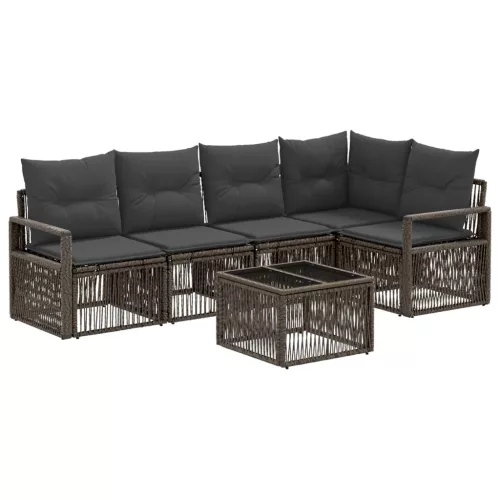  Kerti Kanapé Szett 6 pcs Szürke polirattan