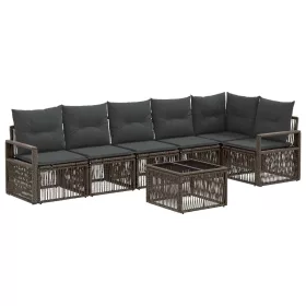  Kerti Kanapé Szett 7 pcs Szürke polirattan