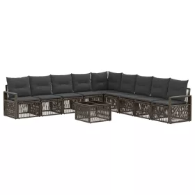  Kerti Kanapé Szett 10 pcs Szürke polirattan