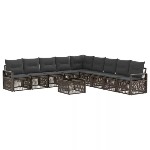  Kerti Kanapé Szett 10 pcs Szürke polirattan