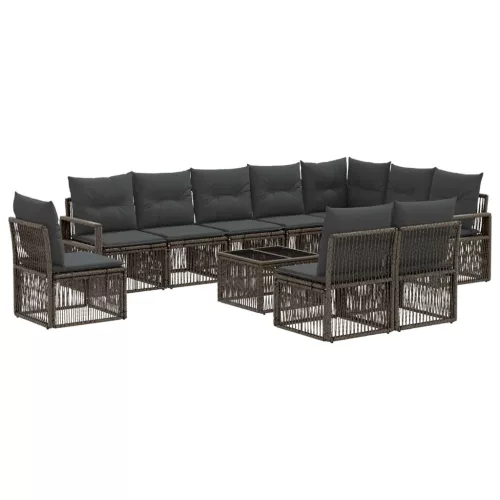  Kerti Kanapé Szett 11 pcs Szürke polirattan