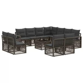  Kerti Kanapé Szett 12 pcs Szürke polirattan