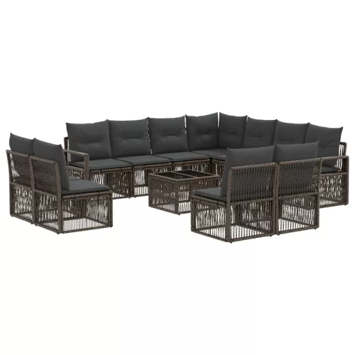  Kerti Kanapé Szett 12 pcs Szürke polirattan