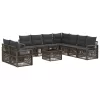  Kerti Kanapé Szett 10 pcs Szürke polirattan