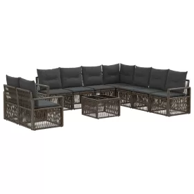 Kerti Kanapé Szett 10 pcs Szürke polirattan