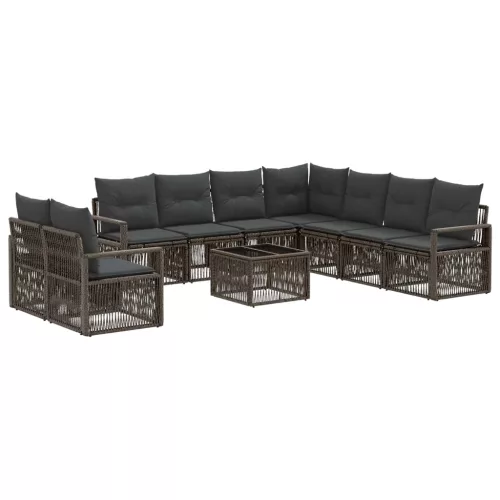  Kerti Kanapé Szett 10 pcs Szürke polirattan