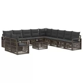  Kerti Kanapé Szett 12 pcs Szürke polirattan