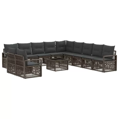  Kerti Kanapé Szett 12 pcs Szürke polirattan