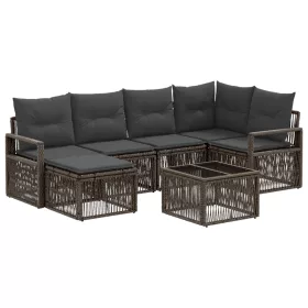  Kerti Kanapé Szett 7 pcs Szürke polirattan