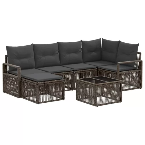  Kerti Kanapé Szett 7 pcs Szürke polirattan