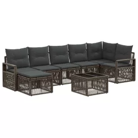  Kerti Kanapé Szett 8 pcs Szürke polirattan