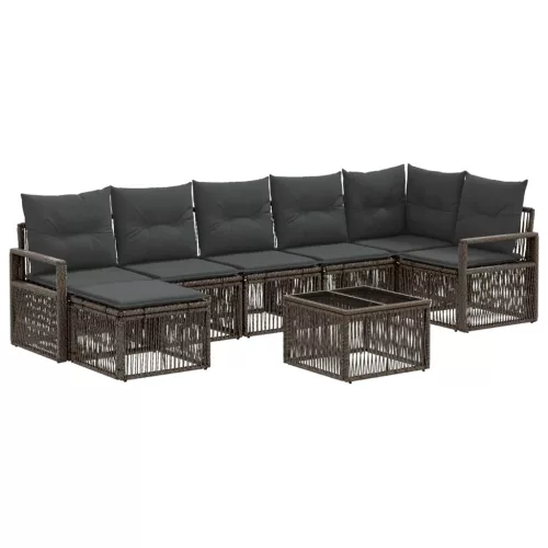  Kerti Kanapé Szett 8 pcs Szürke polirattan