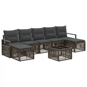  Kerti Kanapé Szett 8 pcs Szürke polirattan