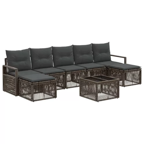  Kerti Kanapé Szett 8 pcs Szürke polirattan